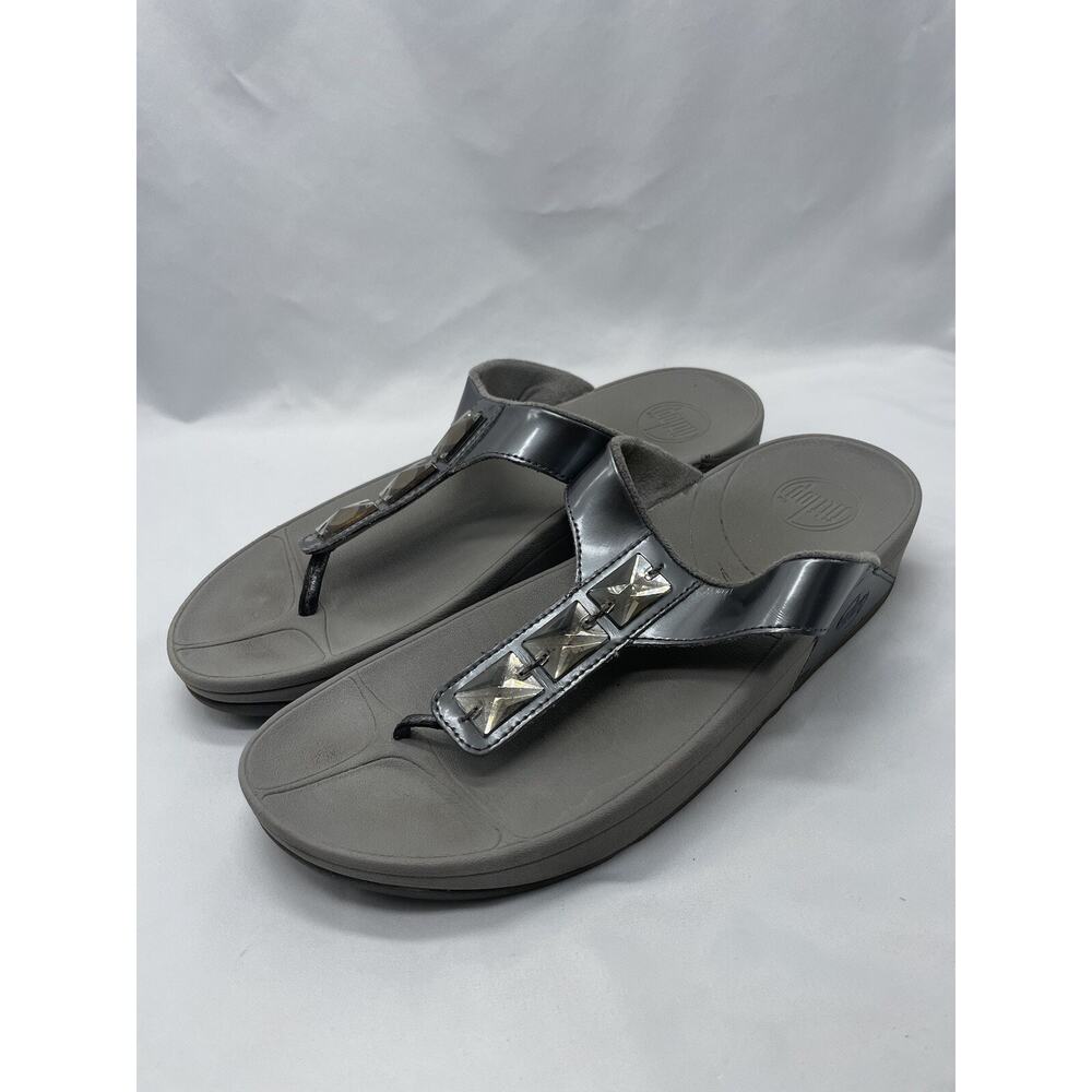FitFlops Sandals Women’s Size‎ 10 UK8 Silver Jewel 051-054 Comfort